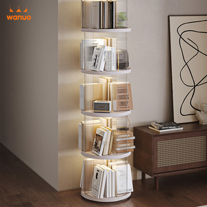 WANUO 360 °   Estantería Giratoria de Acrílico con Ruedas, Librería Apilable Cuadrada/Redonda para Espacios Pequeños - Product Image 2
