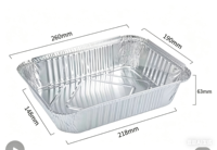 Conteneur en aluminium carré/rectangulaire de 300 ml (10 oz) avec couvercle en aluminium, plat de cuisson jetable pour emballage alimentaire à emporter, qualité alimentaire