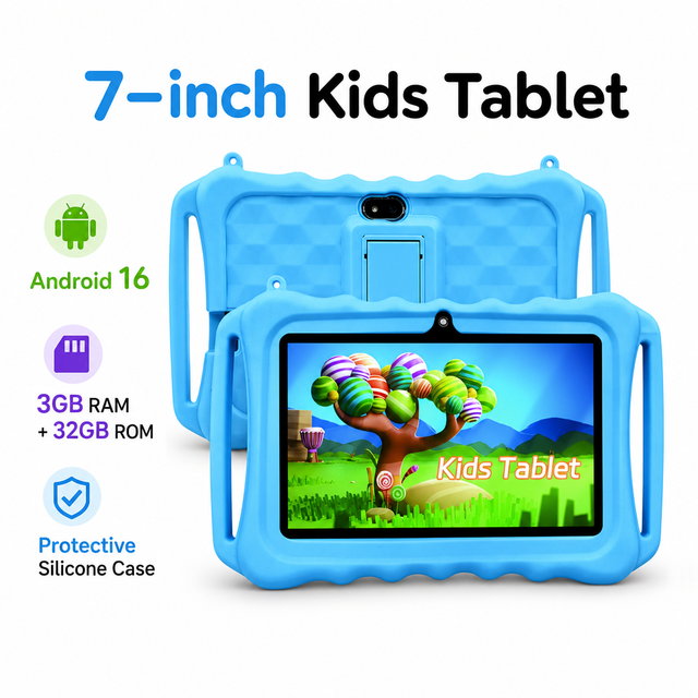Wholesale Kids Tablet PC Android Optional Android 15.0 16.0 GMS 3+32GB/4+64GB Wifi 7 Inch Kids Tablet for Entertainment