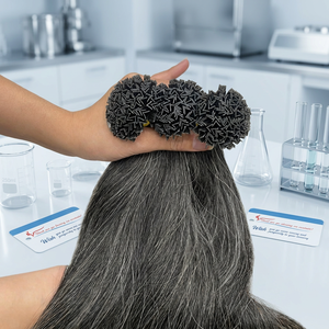 Extensiones de Cabello Humano Vietnamita con Punta K, Estilo Ondulado, Color Gris, Queratina, Cabello Liso Natural - Product Image 1