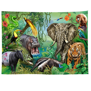 Tapiz colgante de <span class=keywords><strong>pared</strong></span> de Arte de animales de bosque psicodélico personalizado tapiz de <span class=keywords><strong>pared</strong></span> de dinosaurio de dibujos animados lindo <span class=keywords><strong>para</strong></span> decoración de habitación de niños - Product Image 4