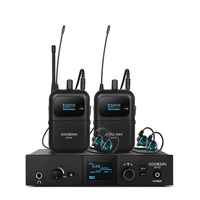 Système de monitoring intra-auriculaire sans fil ER-102 UHF Stéréo Professionnel Studio Scène IEM avec 1 émetteur et 2 récepteurs de poche
