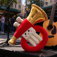 Peluche Corne Française Personnalisée, Jouet en Peluche Instrument de Musique Doux, Vente en Gros OEM ODM, Logo Personnalisé pour Cadeaux Promotionnels de Fête