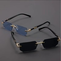 Lunettes de soleil sans monture Rectangle mode populaire femmes hommes nuances petites lunettes de soleil carrées pour femme mâle été voyage Oculos