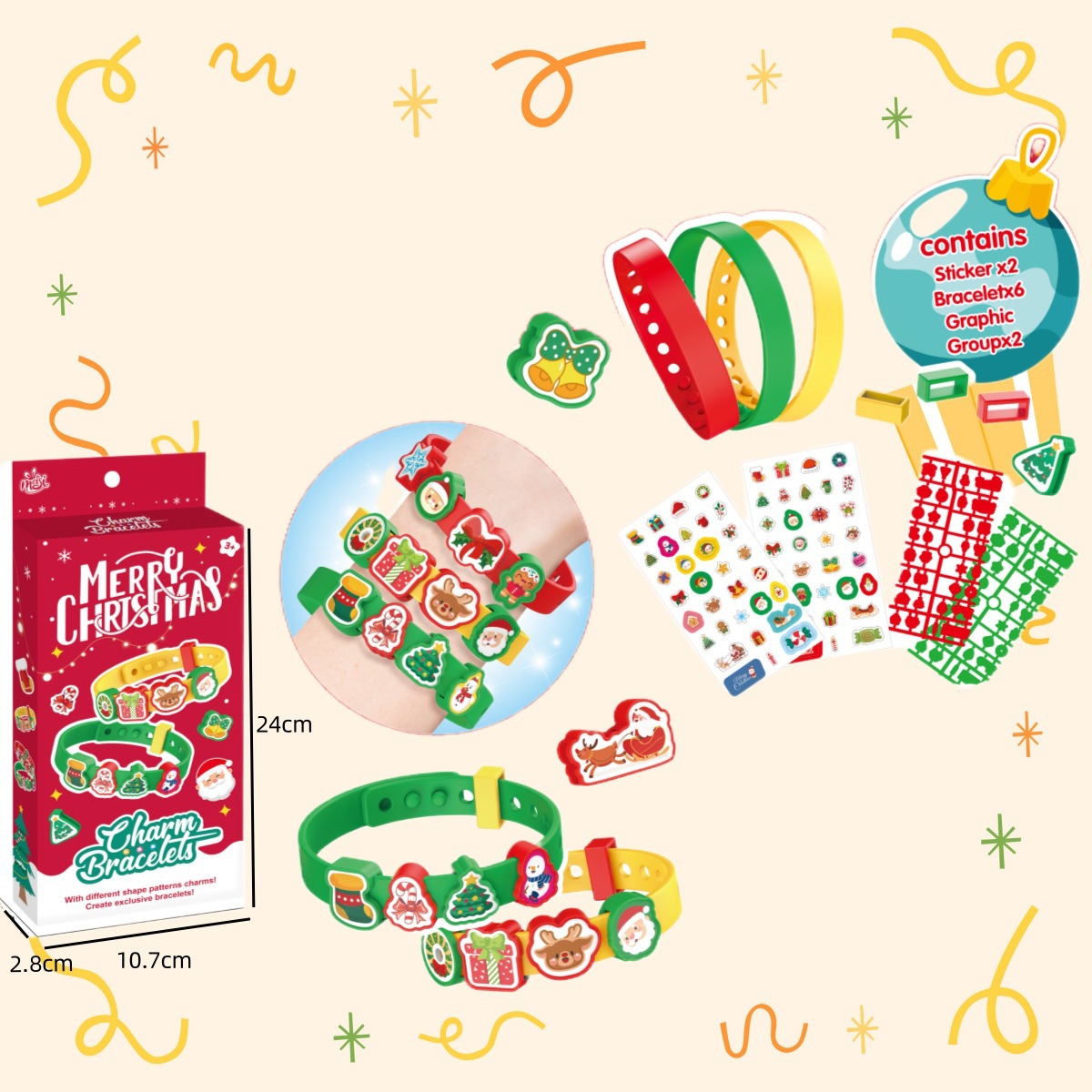 Diy christmas beaded pattern bracelet strap-english color box