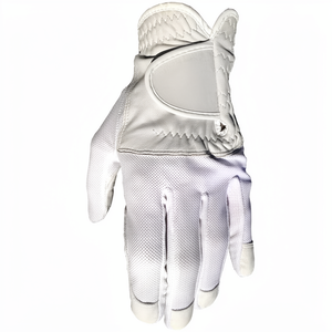 White Genuine Leather Golf <b>Glove</b> Right Hand Breathable Hook And Loop Closure Unisex Sports <b>Grip</b> - Product Image 1
