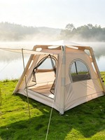 Tente gonflable portable de luxe entièrement automatique en tissu Oxford, 4 saisons, pour camping extérieur, protection solaire, résistante au froid, installation facile, pour la famille