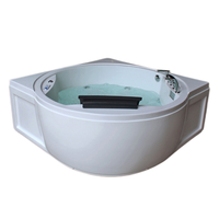 Baignoire autoportante moderne en acrylique, grande, blanche, d'angle, spa, hydromassage, 16 jets, capacité 2 personnes, forme ovale, garantie 5 ans