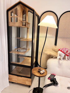 Maison pour chat en bois massif, écologique, simple, moderne, panoramique, de luxe, pour l'intérieur, avec bac à litière, toutes saisons, capacité de 74 kg - Product Image 2