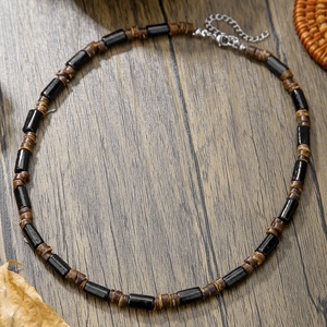 Kalung Rantai Manik-manik Kayu Bohemian <span class=keywords><strong>Retro</strong></span> Pria Perhiasan Sederhana Mode Musim Panas Pesta Pantai Aksesoris Hadiah - Product Image 3