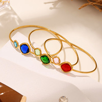 Brazaletes de moda Brazaletes de acero inoxidable chapados en oro de 18 quilates Pulsera abierta de cristal checo facetado súper brillante para hombres y mujeres