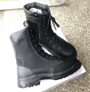 TSB01 Men <b>Black</b> Full Leather Tactical <b>Combat</b> Boots High‑Top Leather Ripstop Boots Non‑Slip Heavy‑Duty Outsole Work Field Hiking - Product Image 2