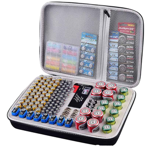 Estuche Rígido Portátil de Material EVA Moldeado con Cierre de Poliéster y Espuma para Organizador de Baterías, Color Negro - Solo Estuche - Product Image 1