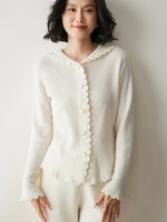 Cardigan à capuche en cachemire tricoté avec logo personnalisé pour femme – Haut décontracté en cachemire – Vente directe usine de Mongolie intérieure