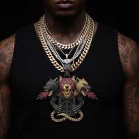 Colgante de Lujo de Plata 925 con Moissanita, Estilo Hip Hop, Diseño de Calavera de Bestia, Joyería Personalizada para Hombre, Ideal para Streetwear, Fiestas y Regalos