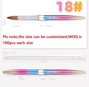แปรงอะคริลิคสำหรับทำเล็บ ขนโคลินสกี้แท้ 100% ด้ามโลหะหกเหลี่ยมสีดำ ปลายแปรงแบบกลีบดอกไม้ สำหรับปัดผงและปั้นลาย - Product Image 5