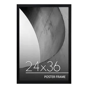 Bingkai Poster 24 "x 36", bingkai kayu hitam dengan papan PS menggantung di gambar tampilan dinding