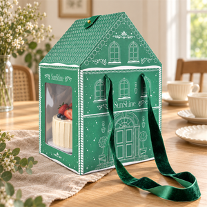 Boîtes d'emballage rigides carrées en papier kraft recyclé personnalisées pour la boulangerie et la restauration, avec fermeture magnétique, poignée et impression sérigraphique - Product Image 1