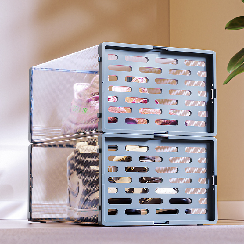 6pcs Clear Shoe Boxes Stackable Plastic Organizer