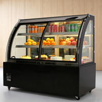 Vitrine à gâteaux en verre trempé incurvé avec porte à ouverture frontale, refroidisseur à air, réfrigérateur pour gâteaux, vitrine de présentation de gâteaux