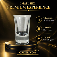 Petit verre à shot en verre 28 ml, base lourde, transparent, pour vodka, articles de bar personnalisés, vente en gros, approvisionnement en vrac