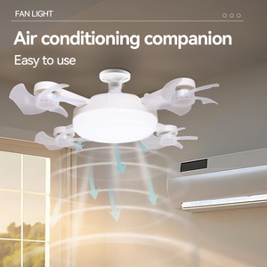Ventilador de techo moderno para Dron, 45cm, habitación interior, ventilador de techo de hotel <span class=keywords><strong>con</strong></span> luces, 3 velocidades de viento, ventilador de techo LED inteligente, lámpara E27 <span class=keywords><strong>con</strong></span> control remoto - Product Image 3