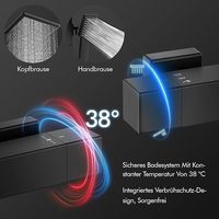 Système de douche avec thermostat, ensemble de mitigeur de douche pluie en acier inoxydable 304, robinet thermostatique de baignoire en cuivre pour salle de bain
