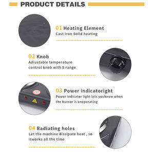 Vente en gros <span class=keywords><strong>Plaque</strong></span> <span class=keywords><strong>de</strong></span> <span class=keywords><strong>cuisson</strong></span> électrique multifonctionnelle haute performance 2000W en fonte à 2 brûleurs avec voyant lumineux - Product Image 2