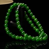Nouveau Collier PFT en Imitation Jade, Perles Rondes en Jade Malais Vert Épinard, Collier en Jade pour Femme, Populaire en Ligne, Verre
