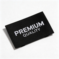 Étiquettes tissées en polyester découpées au laser personnalisées pour vêtements - Étiquettes de vêtements écologiques autocollantes avec logo couleur personnalisé en gravure