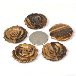 Gemas Grandes, Ojo de Tigre Dorado Natural, Cuentas de Piedras Preciosas Talladas en Forma de Flor Creadas en Laboratorio para la Fabricación de Joyas, 35x7mm, 9-12g, Rajasthan - Product Image 2