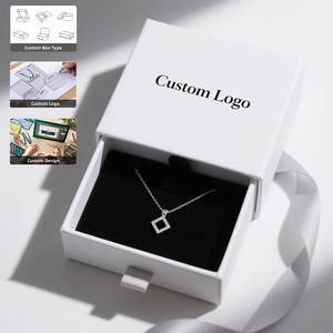 Factory Wholesale <b>Black</b> Lining Necklace Jewelry Rigid Matte Drawer <b>Box</b> with Ribbon Handmade Packaging - Product Image 1