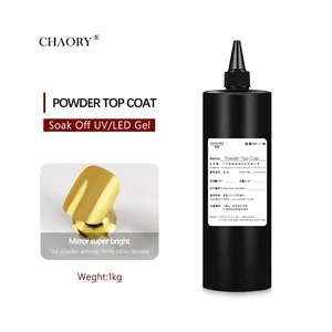 Atacado 1kg Espelho Pó Chrome Top Coat Gel Polish Fácil de usar Transparente Top Coat para Chrome Nail Pigment Powder