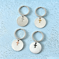 Porte-clés rond en acier inoxydable Ywyougang, gravable sur mesure, thème chrétien religieux vintage, dessin animé, cadeau