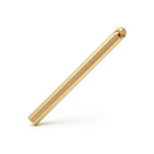 Stylo bille en laiton massif, corps hexagonal, laiton brut non plaqué, bouton poussoir moleté, logo personnalisé, cadeau - Product Image 2