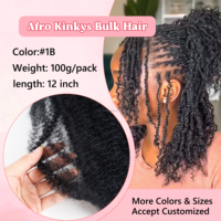 Meilleurs prix Extensions de cheveux synthétiques mélangées de couleur naturelle 12 pouces 100g Afro Kinky en vrac personnalisées pour le coiffage des femmes noires
