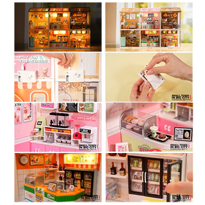 บ้านจิ๋วพลาสติก DIY ของเล่นตัวต่อ 3 มิติ ร้านชานมและร้านทอมมี่ ของเล่นจำลองบ้านพร้อมไฟ - Product Image 6