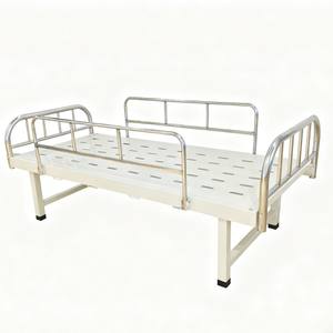 Lit médical manuel à plateau plat en acier inoxydable blanc pour clinique, hôpital et chambre à coucher, structure au sol - Product Image 1