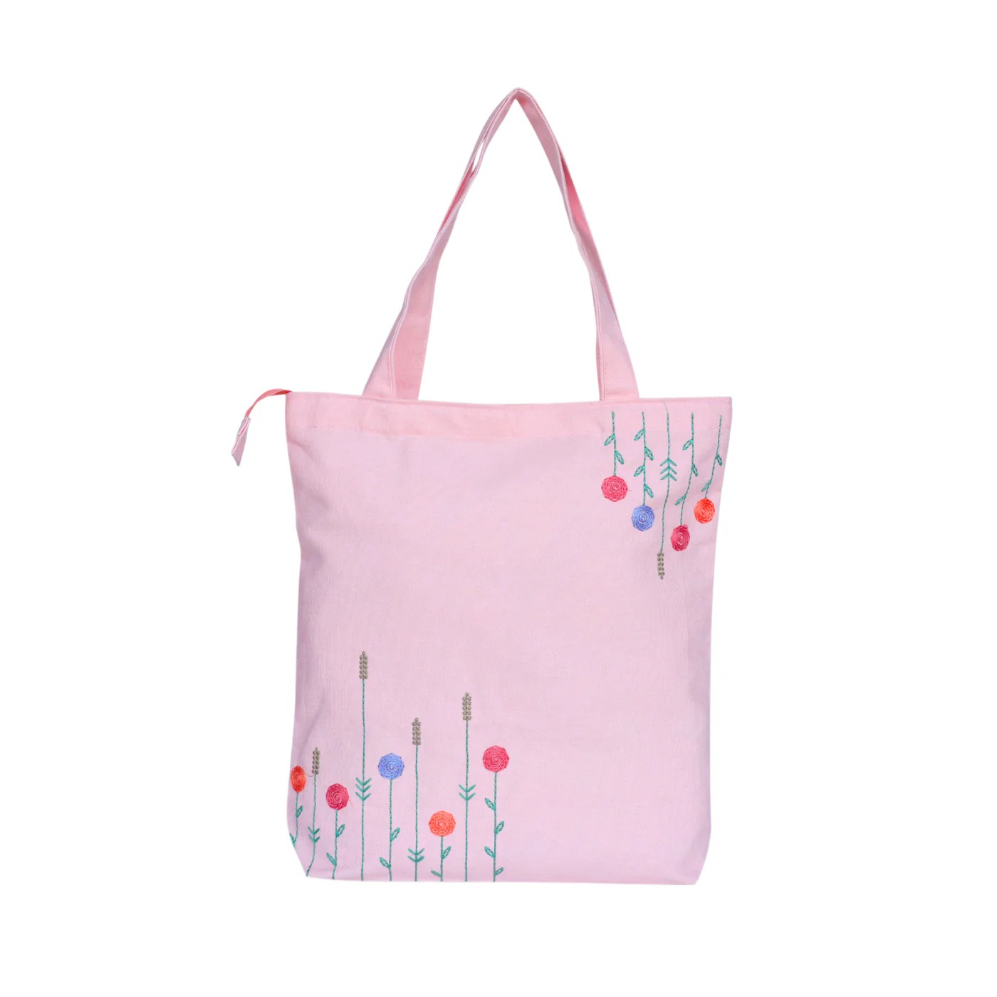 Pastel Pink With Blush Bloom Embroidery