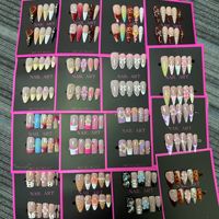 Faux ongles à presser faits main, style français, sculptés à la main, motif floral, longs, forme amande, en gros