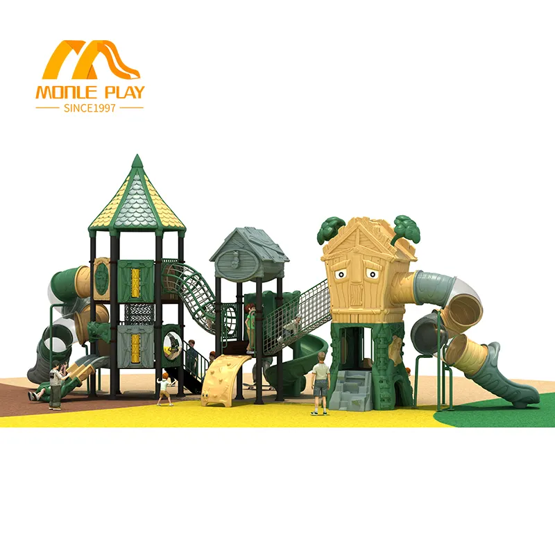 Terrains de jeu extérieurs de haute qualité pour enfants avec de grands toboggans et des balançoires pour enfants