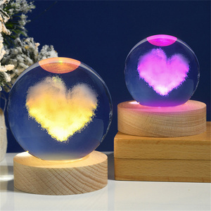Multicolor mudança Atacado RGB Cristal Bola Noite Luz 3D Led Madeira Base Quarto Bedside Night <span class=keywords><strong>Lamp</strong></span> - Product Image 6