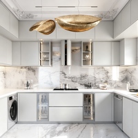 Armoire de cuisine en bois laqué blanc personnalisée, style moderne minimaliste pour villa, appartement, projet résidentiel