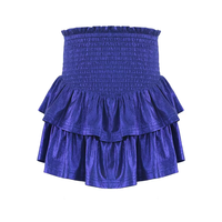 Ensemble jupe tutu style Lolita pour filles, en polyester respirant, avec volants aux genoux, bleu métallisé scintillant, silhouette plissée, HAPA pour enfants