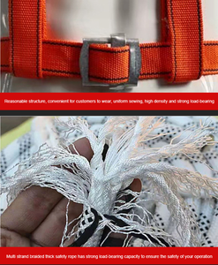 Cinto de Segurança de Corpo Inteiro CE 5 Pontos Laranja de Alta Visibilidade com Fita de Poliéster e Gancho de Mola Duplo para Proteção Contra Quedas na Construção - Product Image 4