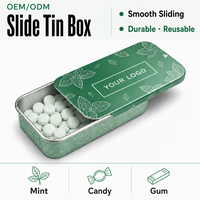 Boîte en métal coulissante personnalisée, petite boîte en métal avec couvercle coulissant pour bonbons à la menthe, chewing-gum, pastilles, conteneur promotionnel de poche