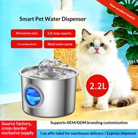 Fontaine à eau pour animaux de compagnie, grande capacité, en acier inoxydable 304, distributeur d'eau intelligent à flux continu, prise USB/EU/US pour chiens