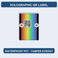 Autocollant de sécurité personnalisé avec code QR holographique, anti-contrefaçon, résistant à l'eau, en PET, inviolable, avec traçabilité