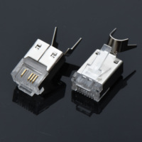 Cat6/Cat6a RJ45 8P8C PIN1236 colokan Modular perisai kabel jaringan Ethernet dengan konektor soket STP/SFTP RJ45 konektor soket