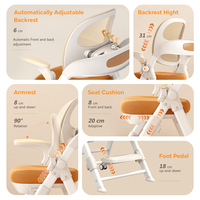 Chaise d'étude ergonomique réglable en plastique pour enfants avec accoudoirs, rotation et roulettes à verrouillage par gravité pour salle de classe, gymnase ou bureau